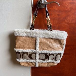 Coach Shoulder Bag w/Sheepskin Accents